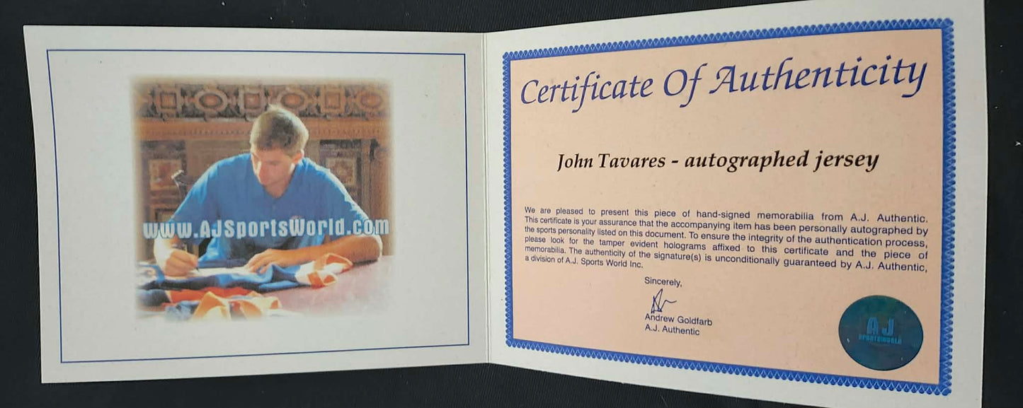 Chandail autographié John Tavares #91 New York Islanders – mémorabilia LNH réplique Reebok certifié authentique | ESPACE B.R
