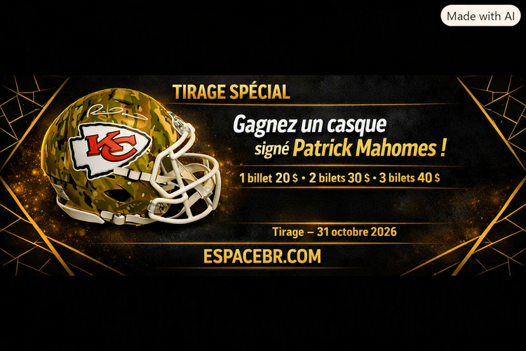 Tirage spécial – Gagnez un casque signé Patrick Mahomes