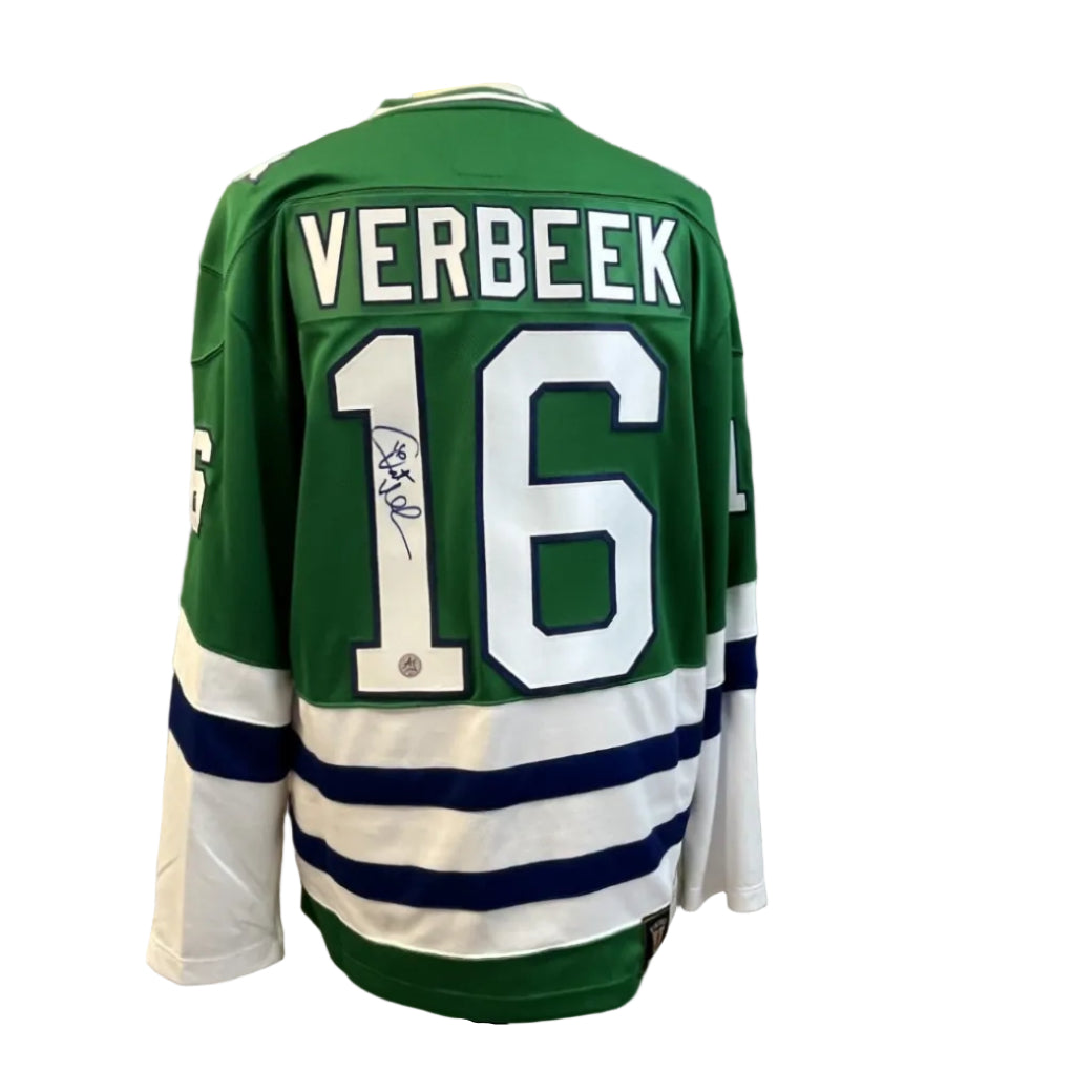 Chandail autographié Hartford Whalers – Pat Verbeek #16 | Réplique Vintage Fanatics T-M