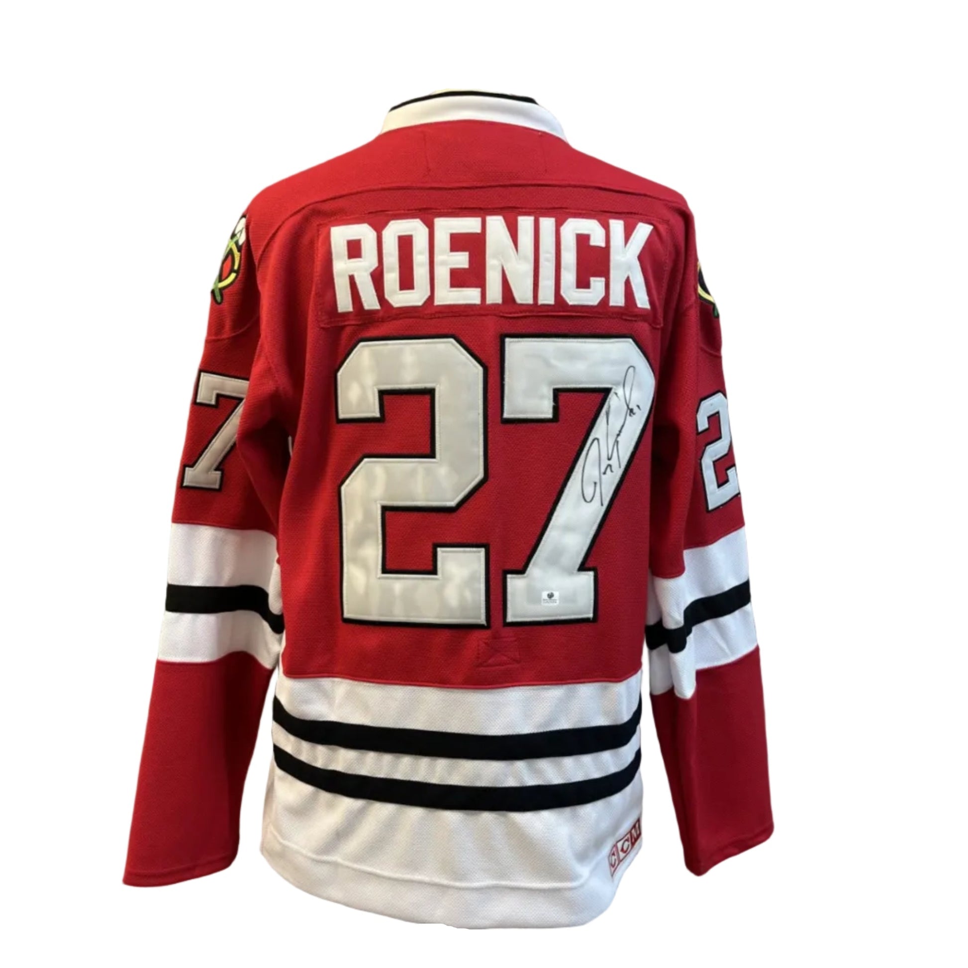 Chandail autographié Jeremy Roenick #27 Chicago Blackhawks – mémorabilia LNH vintage CCM certifié authentique | ESPACE B.R

