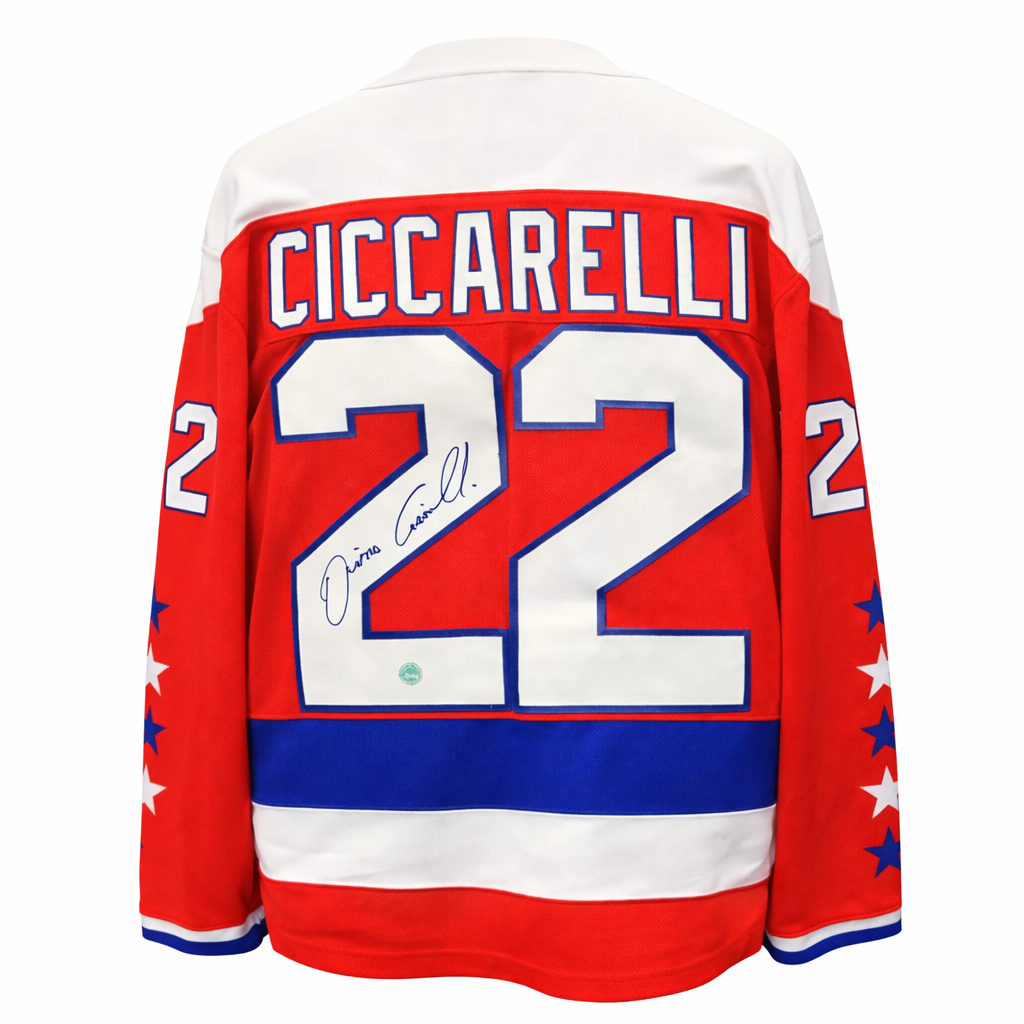 Chandail autographié Dino Ciccarelli #22 Washington Capitals – mémorabilia LNH réplique vintage certifié authentique | ESPACE B.R