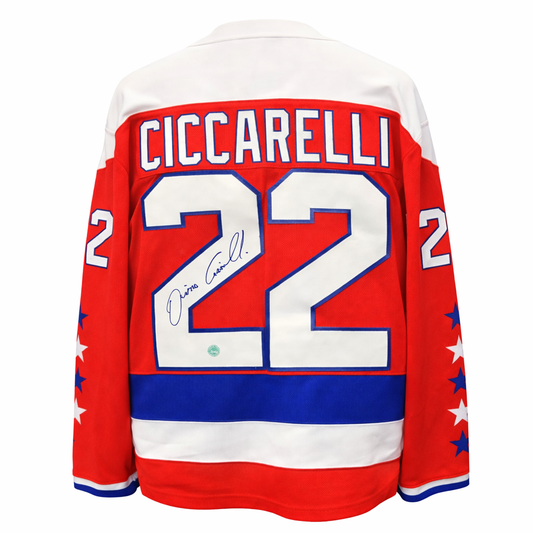 Chandail autographié Dino Ciccarelli #22 Washington Capitals – mémorabilia LNH réplique vintage certifié authentique | ESPACE B.R