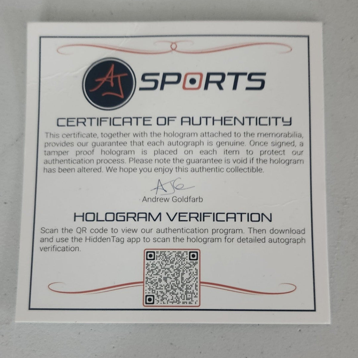 Frank Nazar #91 certificat
