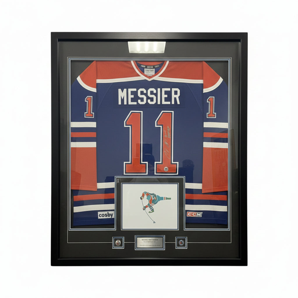 Mark Messier #11 – Edmonton Oilers | Chandail encadré autographié