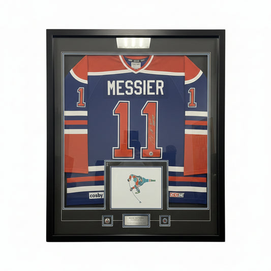 Mark Messier #11 – Edmonton Oilers | Chandail encadré autographié