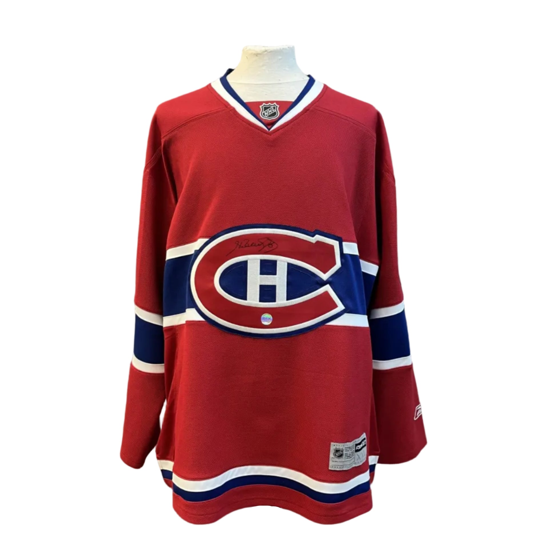 Chandail autographié Henri Richard #16 Canadiens de Montréal – mémorabilia LNH réplique Reebok certifié authentique | ESPACE B.R