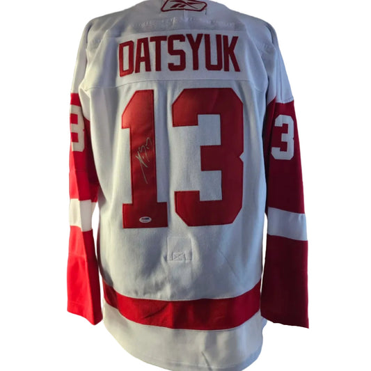 Chandail autographié Pavel Datsyuk #13 Detroit Red Wings – mémorabilia LNH réplique Reebok certifié authentique | ESPACE B.R