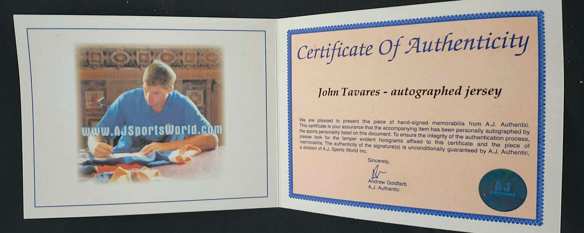 Chandail autographié John Tavares #91 New York Islanders – mémorabilia LNH réplique Reebok certifié authentique | ESPACE B.R