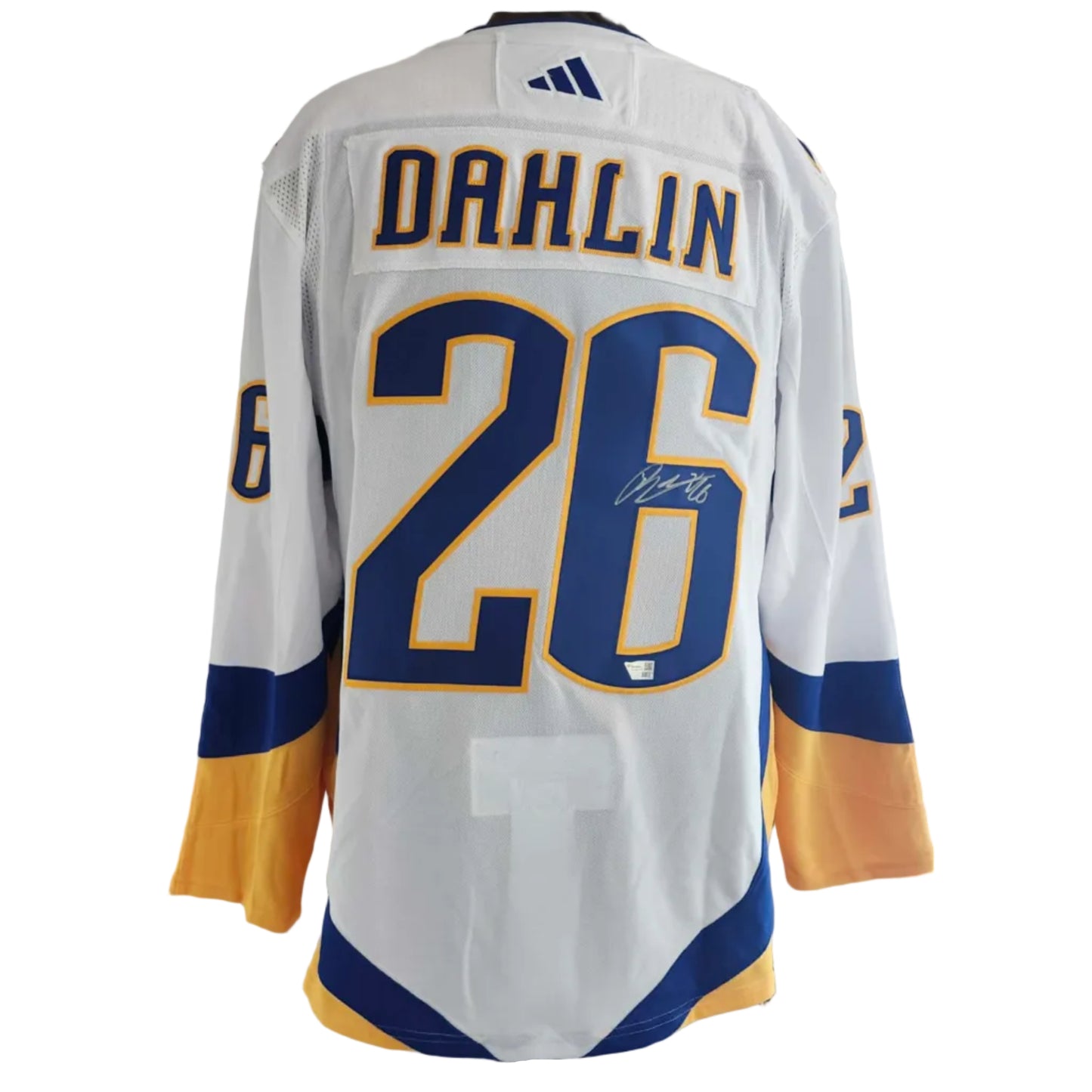 Chandail autographié Rasmus Dahlin #26 Buffalo Sabres – mémorabilia LNH réplique Adidas certifié authentique | ESPACE B.R