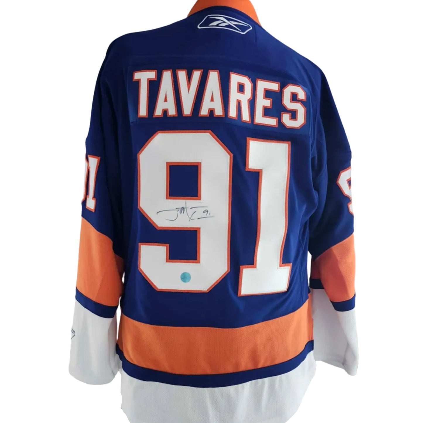 Chandail autographié John Tavares #91 New York Islanders – mémorabilia LNH réplique Reebok certifié authentique | ESPACE B.R
