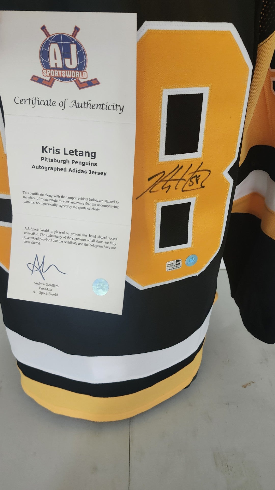 Letang #58 – Penguins de Pittsburgh – Chandail Autographié